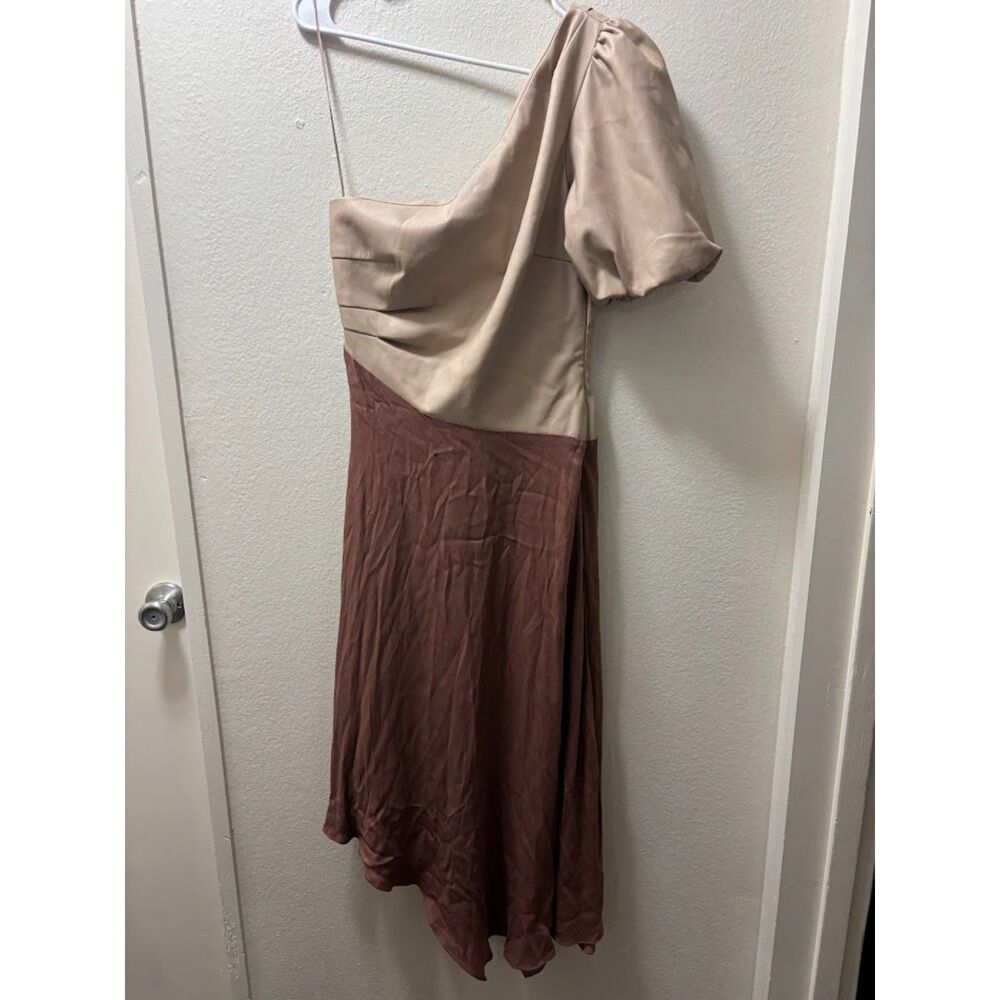 NWT Anthropologie Faux Leather One-Shoulder Asymmetrical Midi Dress size 8 - Picture 2 of 4